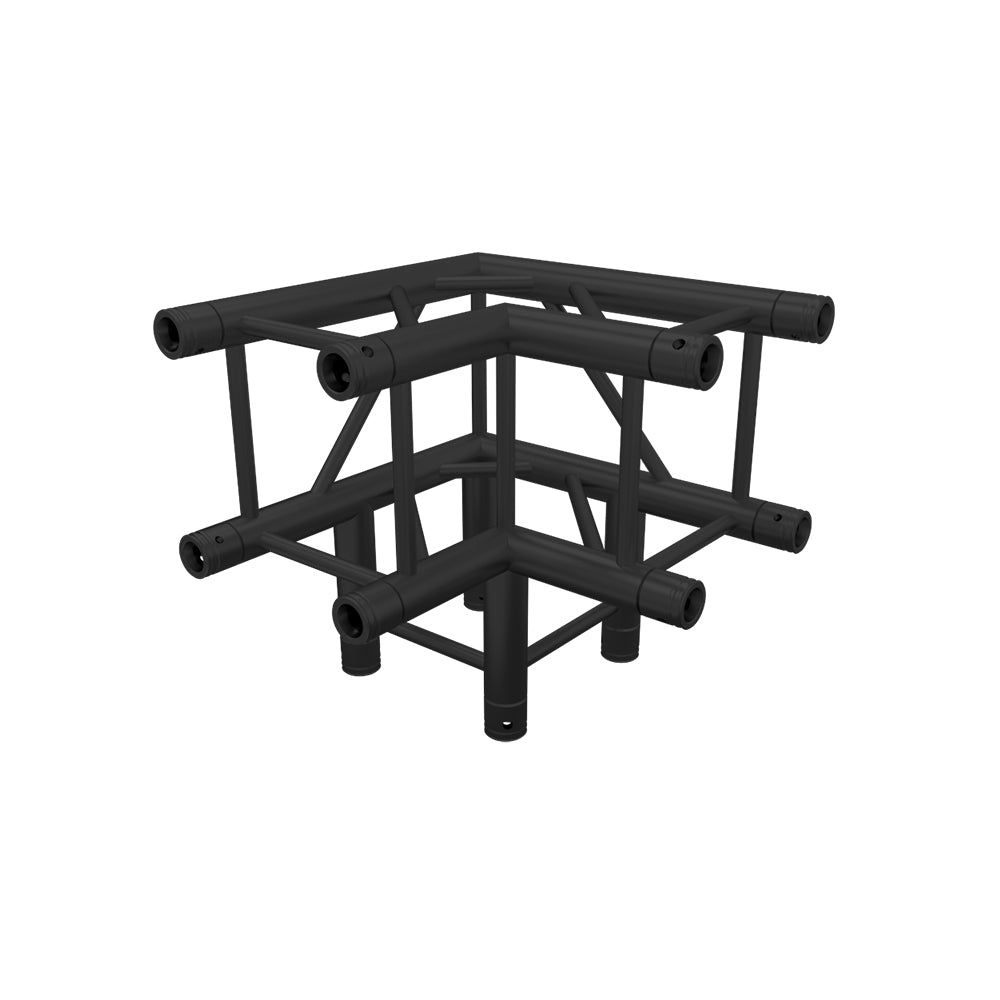 Global Truss SQ-4126 BLK/MTE F34 Square Truss 3-Way 90-Degree Corner - Matte Black