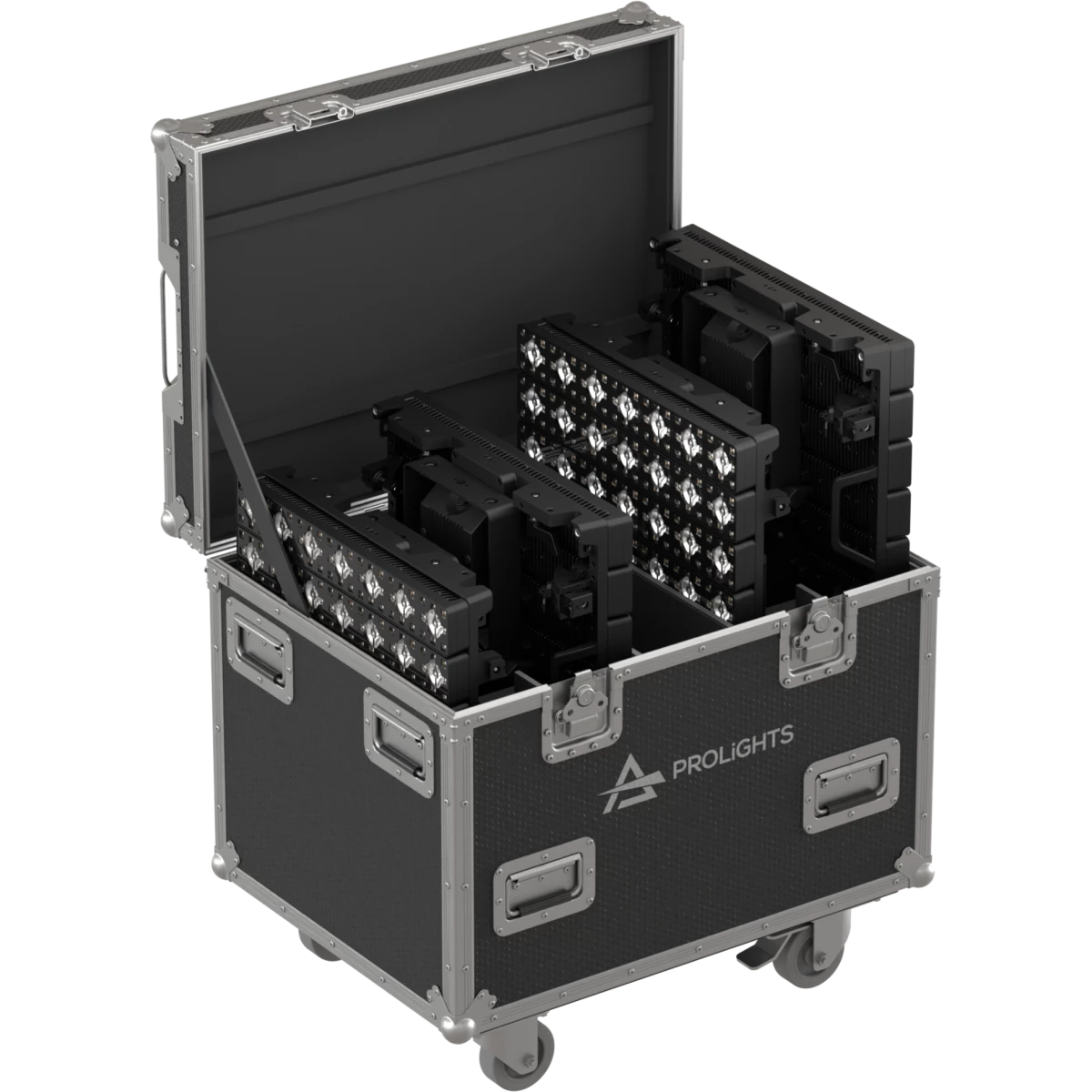 Pack with 4 HALUPIXDUO, flight case, 4 power cables