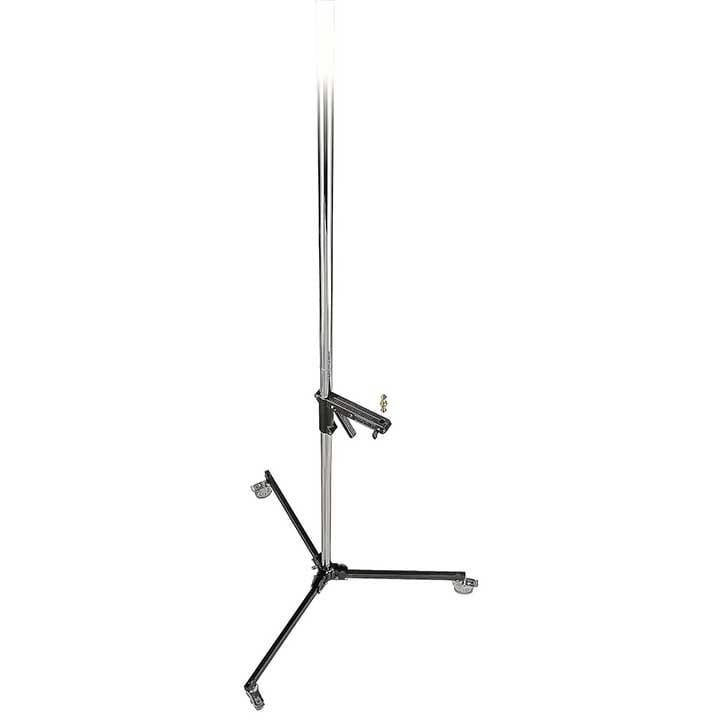 Manfrotto Column Light Stand Chrome, w/Locking Wheels, Fold Up Base
