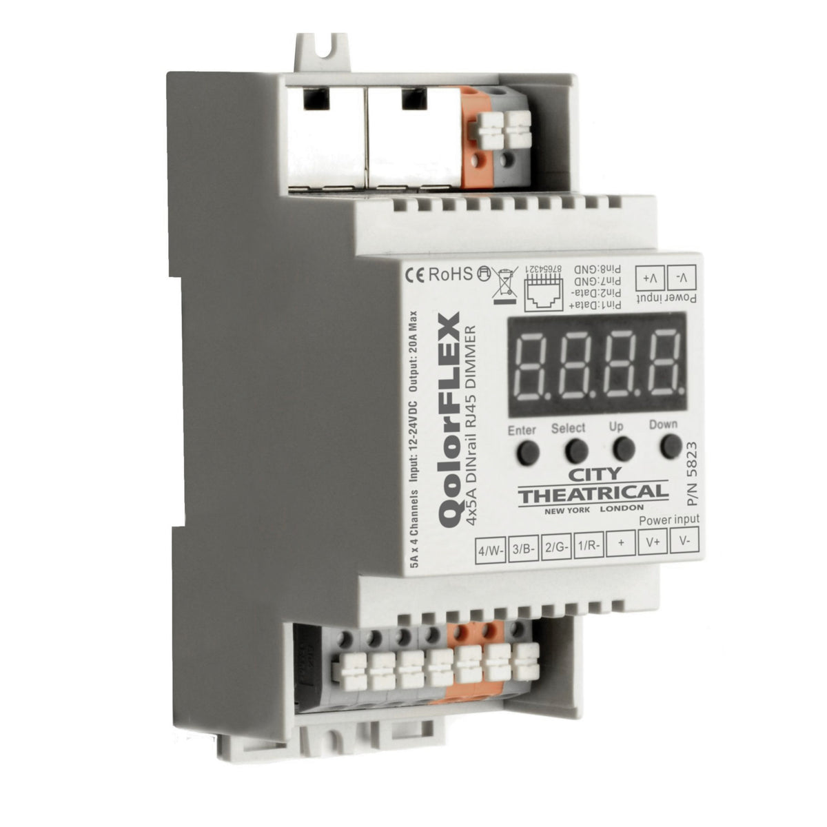 5823 - QolorFLEX 4x5A DINrail RJ45 Dimmer