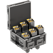 Pack of 6 SMARTBATPLUSNEO, battery charger flight case, IR controller, AC cable, chrome finishing