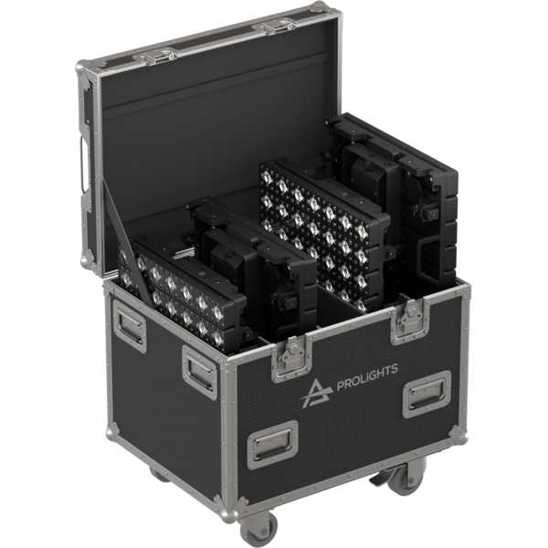 Pack with 4 HALUPIXDUO, flight case, 4 power cables