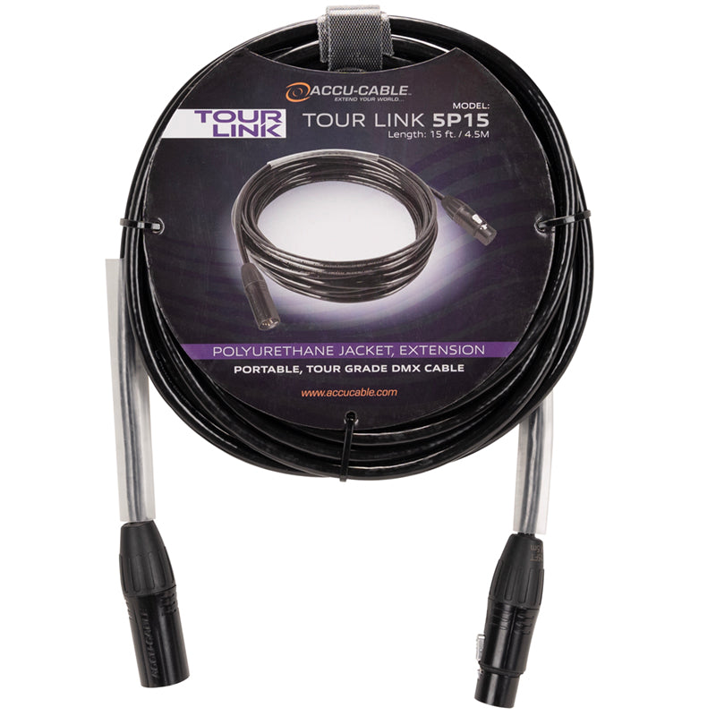 TOU040 - Tour Link 5P15 - Tour-Grade 5-Pin DMX Cable, 15ft