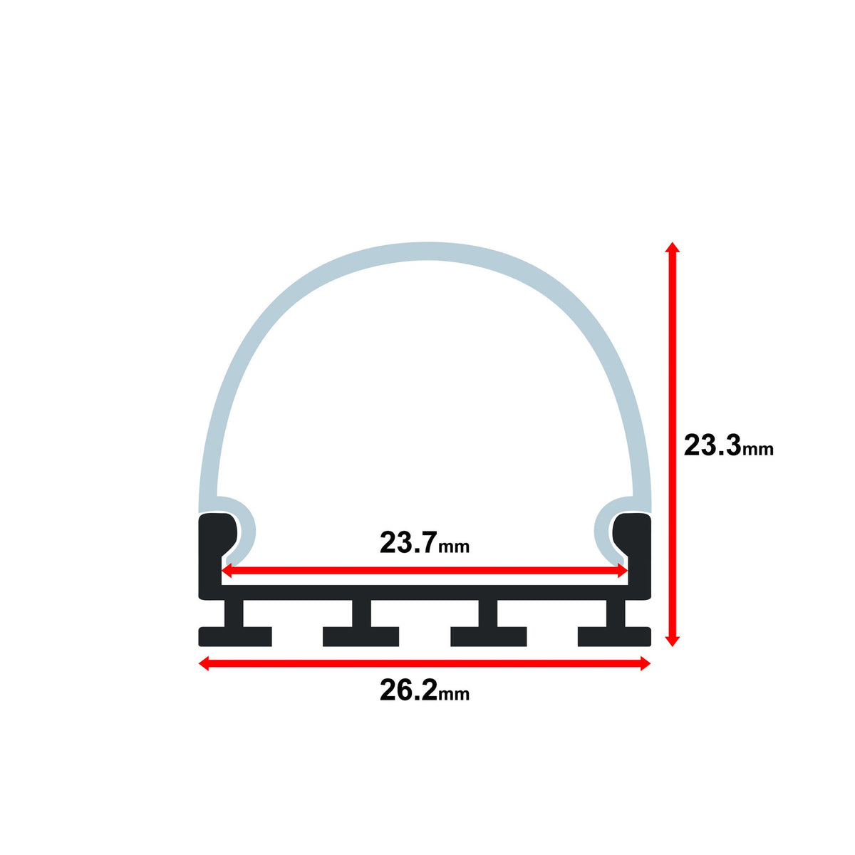 Aluminum Channel - MOSS-ALM-2618 Milky Clips (Surface Mount) 2.44 Meters