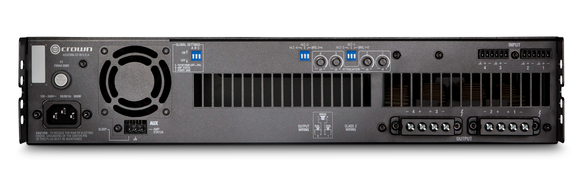 DCI4X600-U-USFX - Crown DCI4X600 Four-channel, Analog Power Amplifier, 600W @ 4Ω, 70V/100V