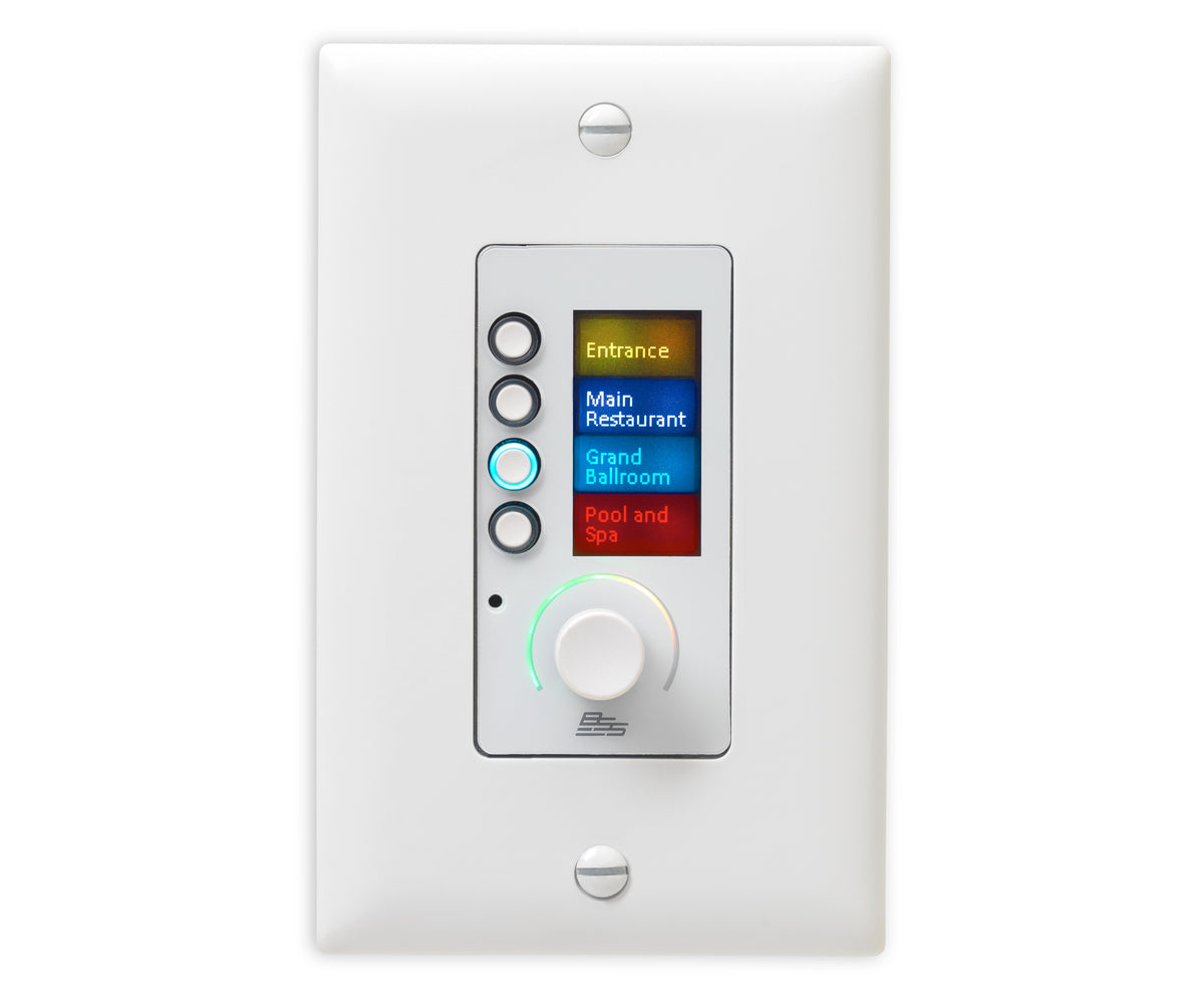 BSSEC4BV-WHT-M - BSS EC-4BV-WHT-US Ethernet Controller with 4 Buttons and Volume (White - US)