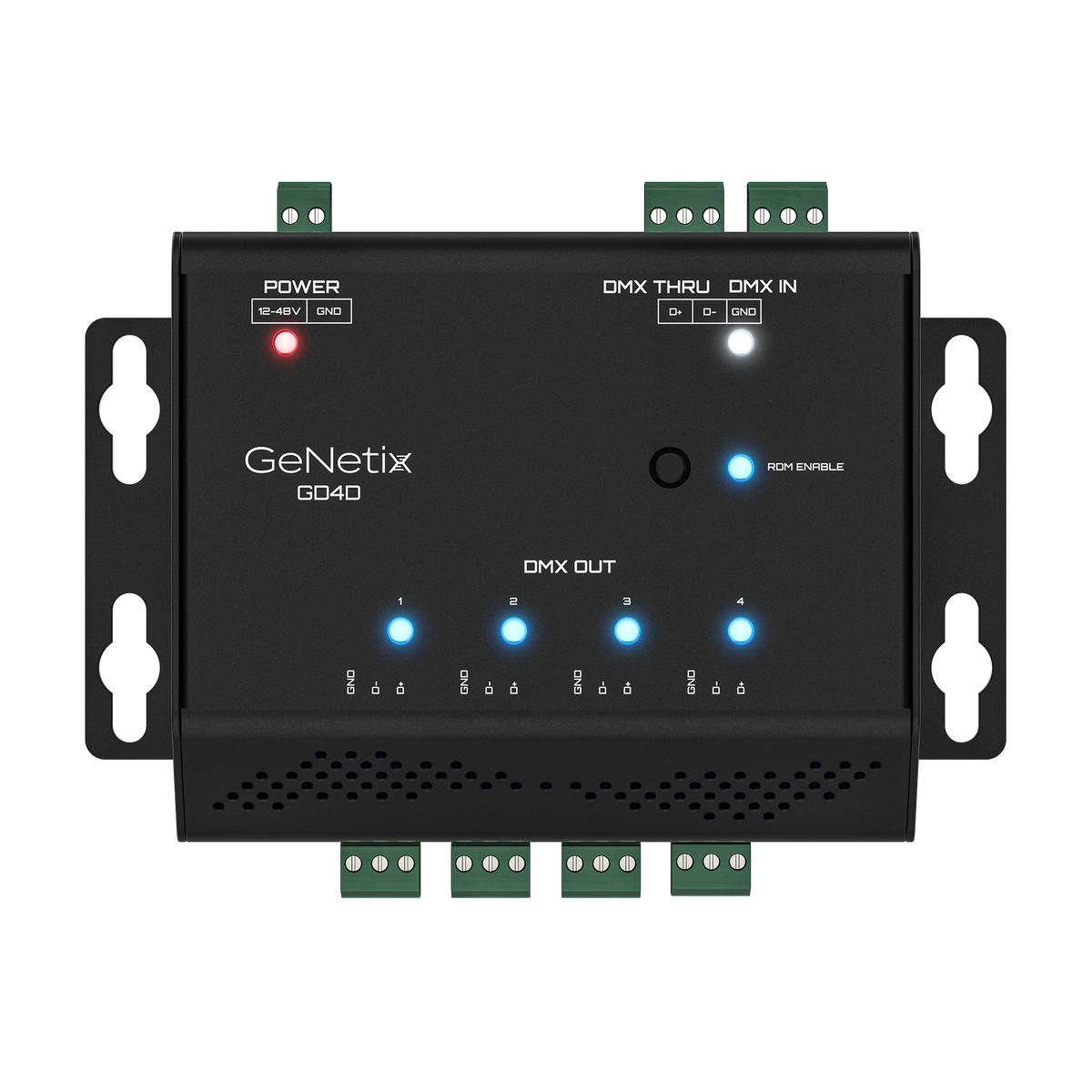 GeNetix DIN 4 Port DMX Splitter