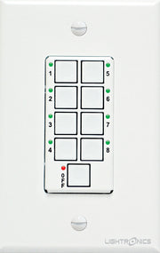 Lightronics AC1109 8-Scene Button Station, 1-Gang, White