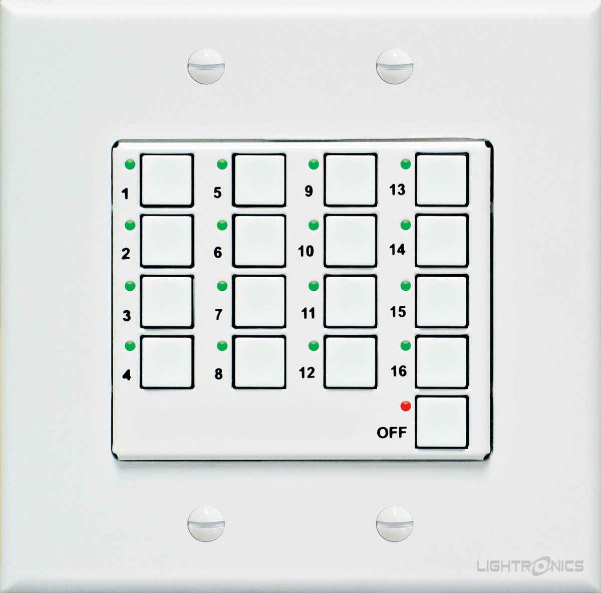 Lightronics AC2116 16-Scene Button Station, 2-Gang, White