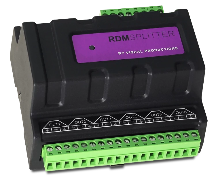 RdmSplitter (Terminal Block) - DIN rail mounted DMX+RDM splitter/booster