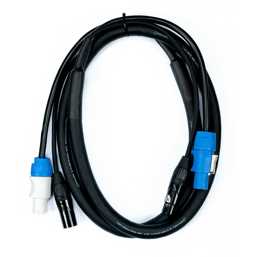 Accu-Cable 3-pin DMX + locking power combo link cable (indoor)