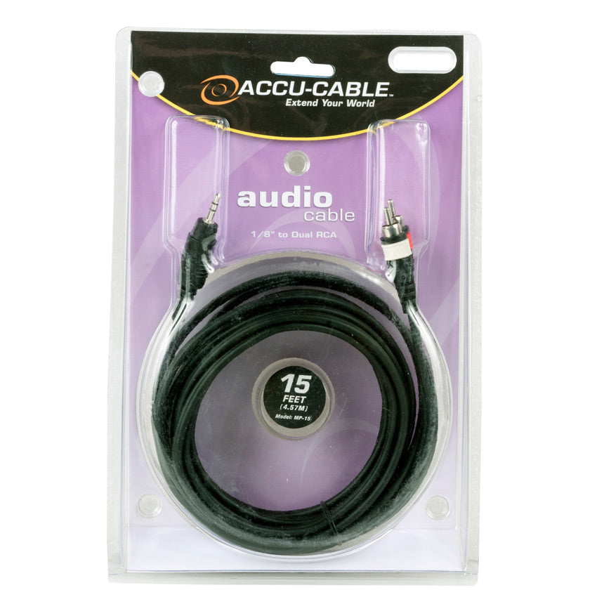 MP-15 - 15ft cable 1/8" male to RCA stereo