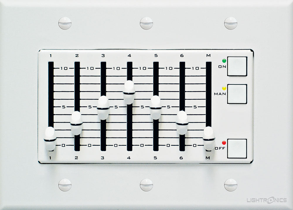 Lightronics AF3107 6-Scene Fader Station with Master, 3-Gang, White