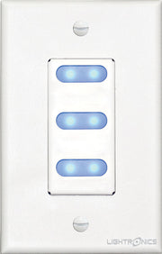 Lightronics AK1003 3-Scene Button Station, 1-Gang, White