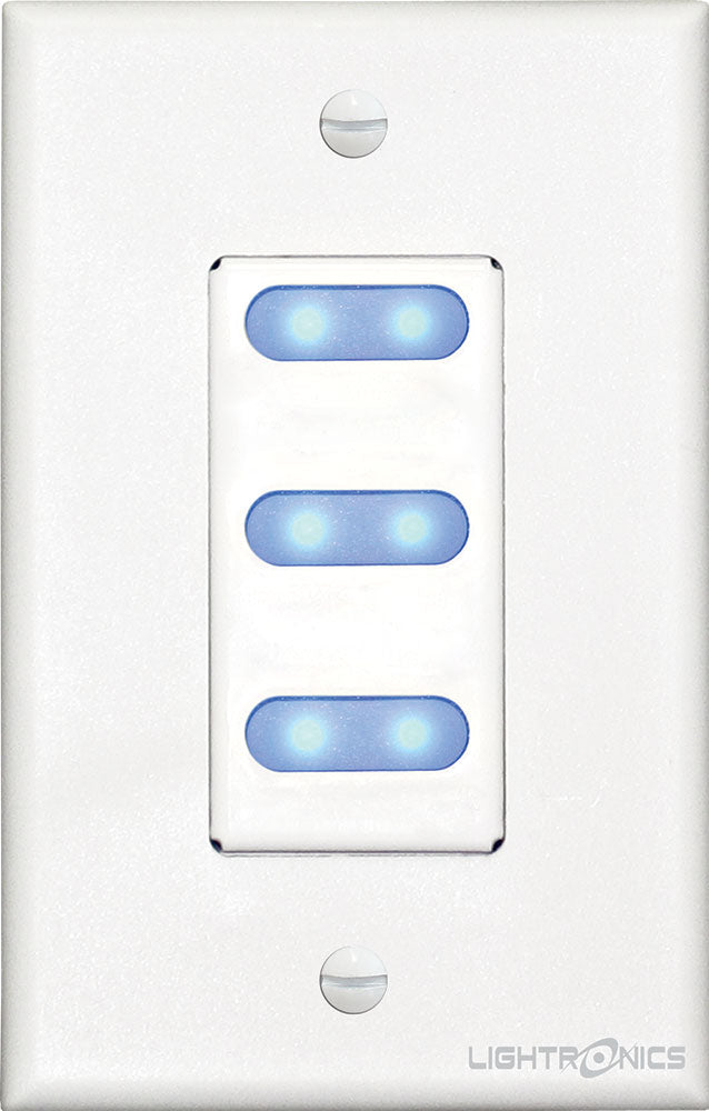 Lightronics AK1003 3-Scene Button Station, 1-Gang, White