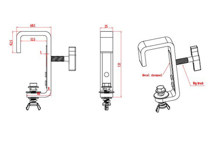 CLAMPG50 - Steel Hook Clamp (35-51mm) - Black