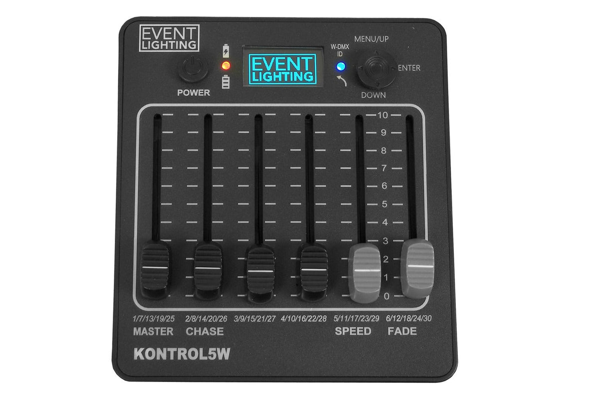 KONTROL5W - 30 CH DMX Controller w/Built-In WDMX (Battery or Wall Power)