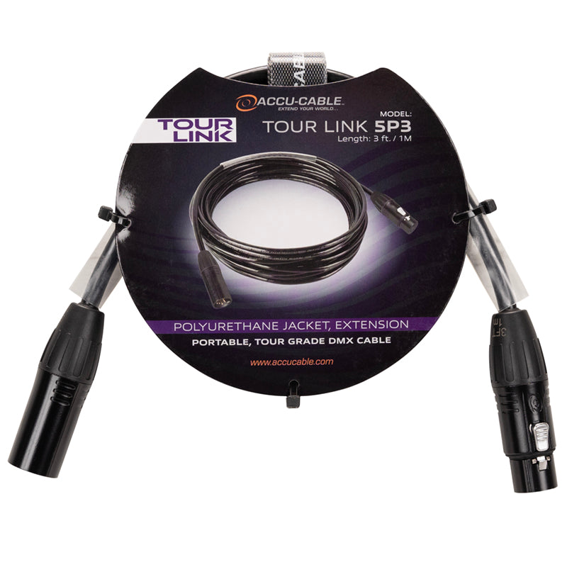 TOU001 - Tour Link 5P3 - Tour-Grade 5-Pin DMX Cable, 3ft