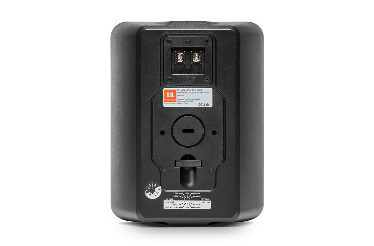 JBL Control 25-1 in Black. Professional 5.25" 2-way Ultra-Compact Indoor/Outdoor Background/Foreground Speaker