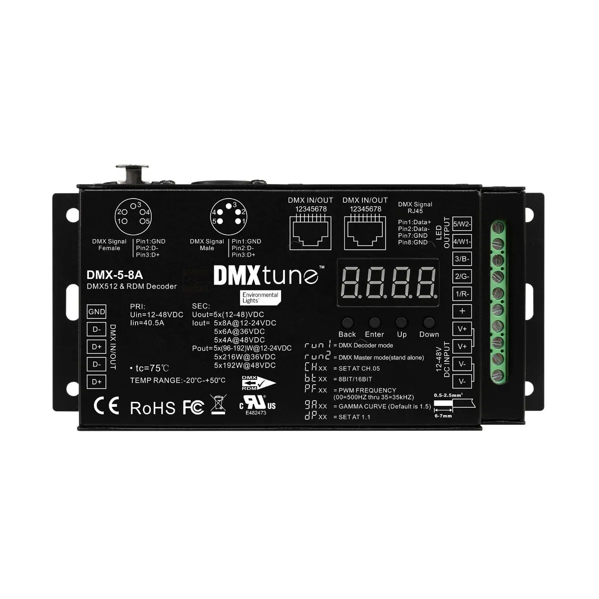 DMX-5-8A - DMXtune 5ch DMX Decoder 8A/ch