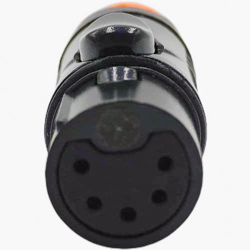 Enova XL25FB-W - XLR cable connector female 5-pin IP65 black metal housing and orange boot solder cups