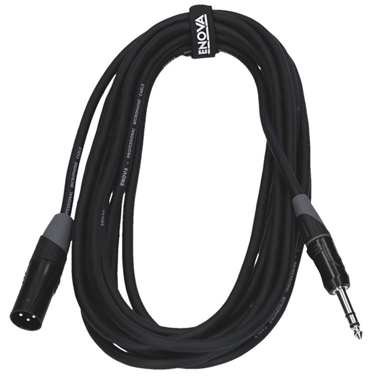 Enova EC-A1-XLMPLM3 - XLR male to 1/4" plug 3 pole microphone cable 3-pin analogue & AES with velcro