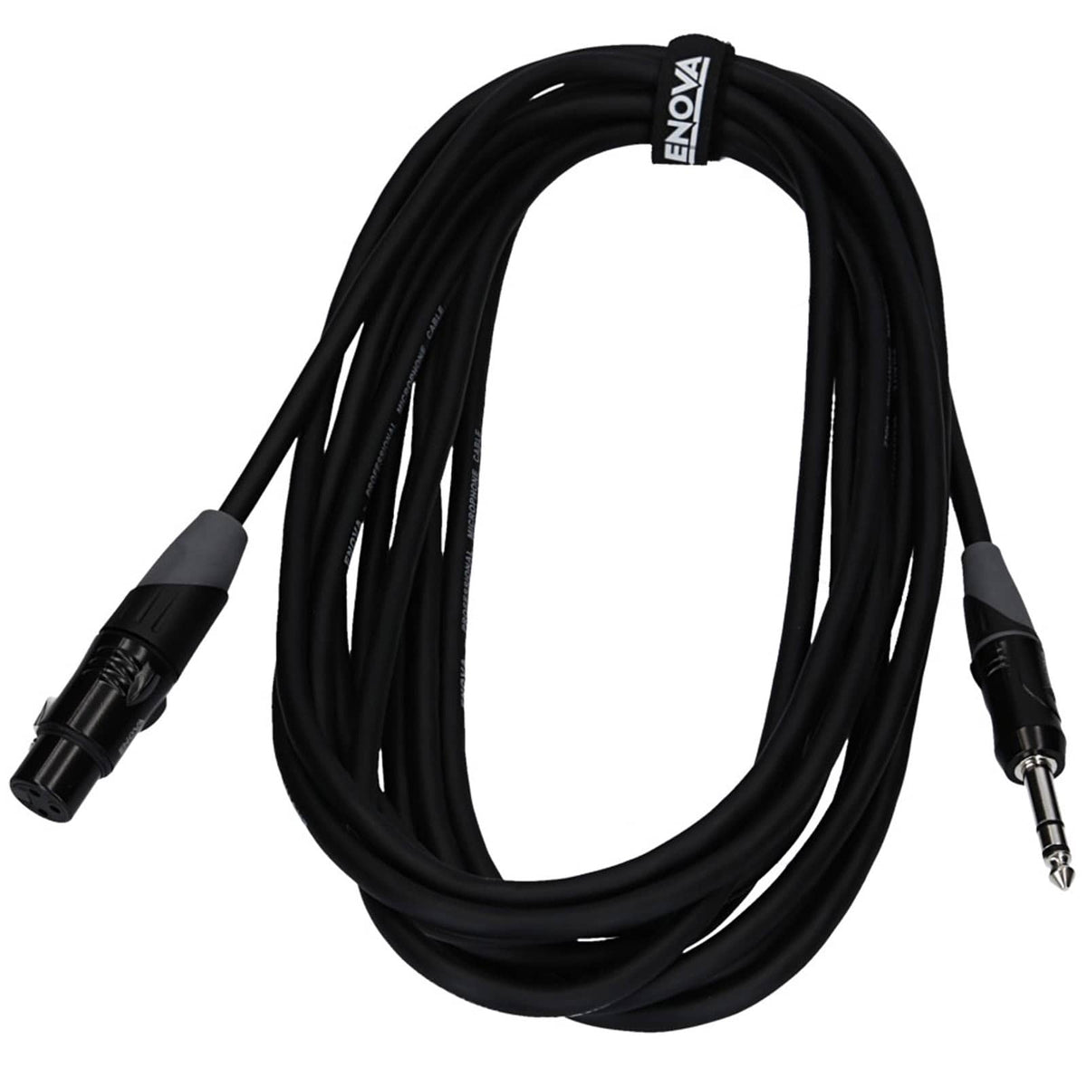 Enova EC-A1-XLFPLM3 - XLR female to 1/4" plug 3 pole microphone cable 3-pin analogue & AES with velcro