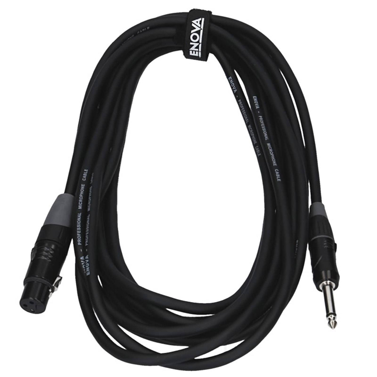 Enova EC-A1-XLFPLM2 - XLR female to 1/4" plug 2 pole microphone cable analogue & AES with velcro