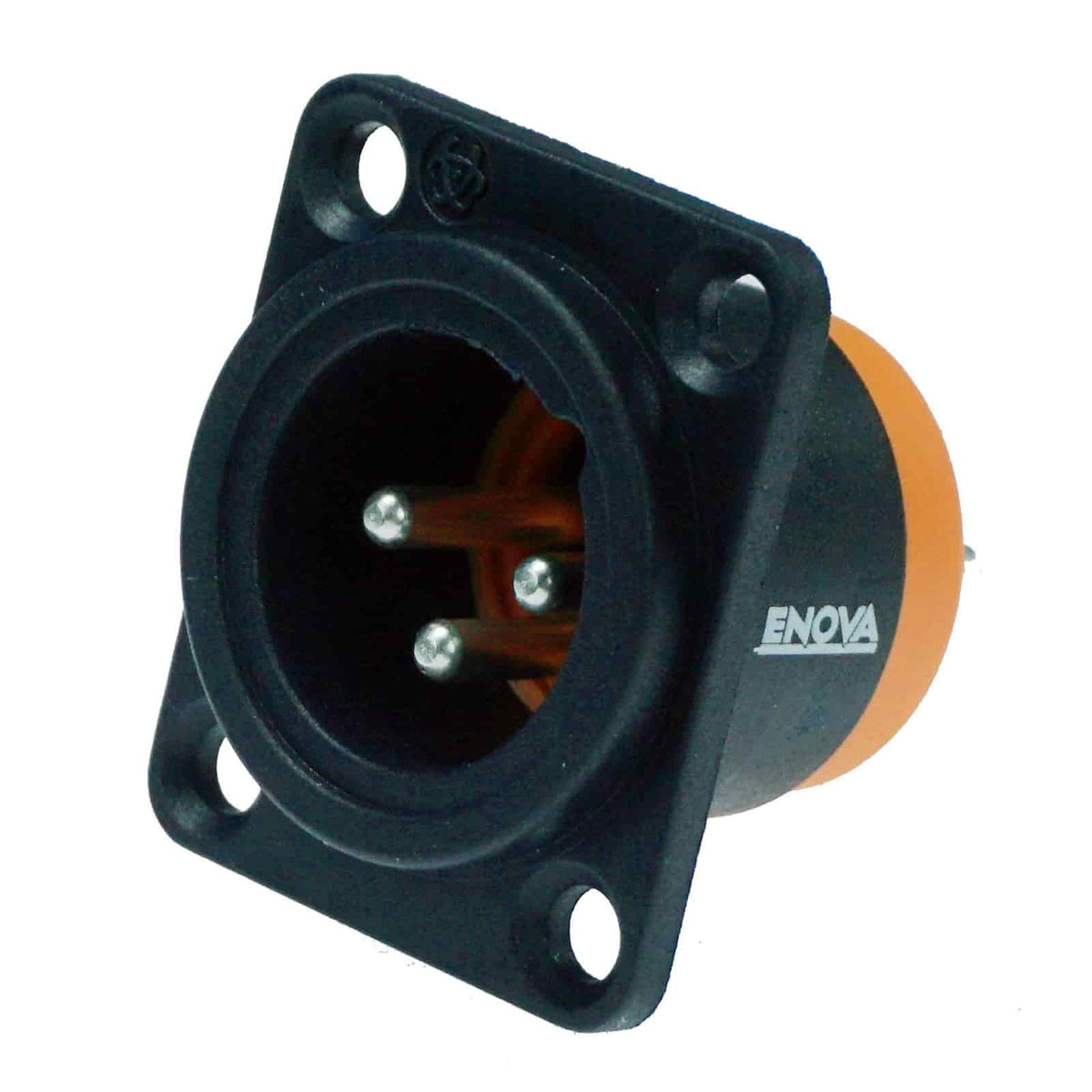 Enova XL13MB-W - XLR chassis connector male 3-pin IP65 black plastic housing solder cups