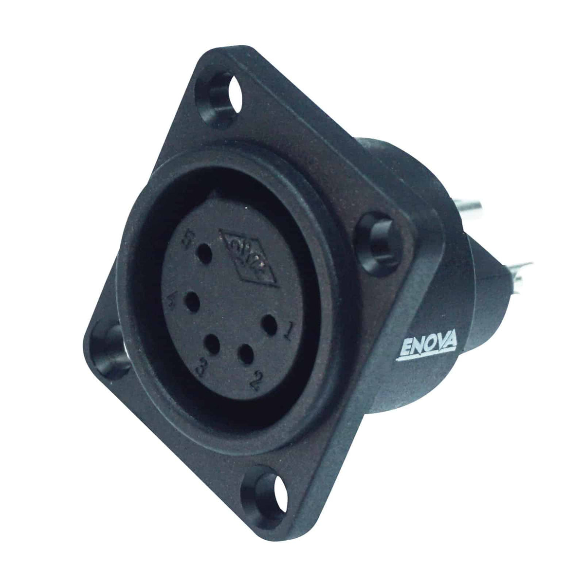 Enova XL15FB-W - XLR chassis connector female 5-pin IP65 black plastic housing solder cups