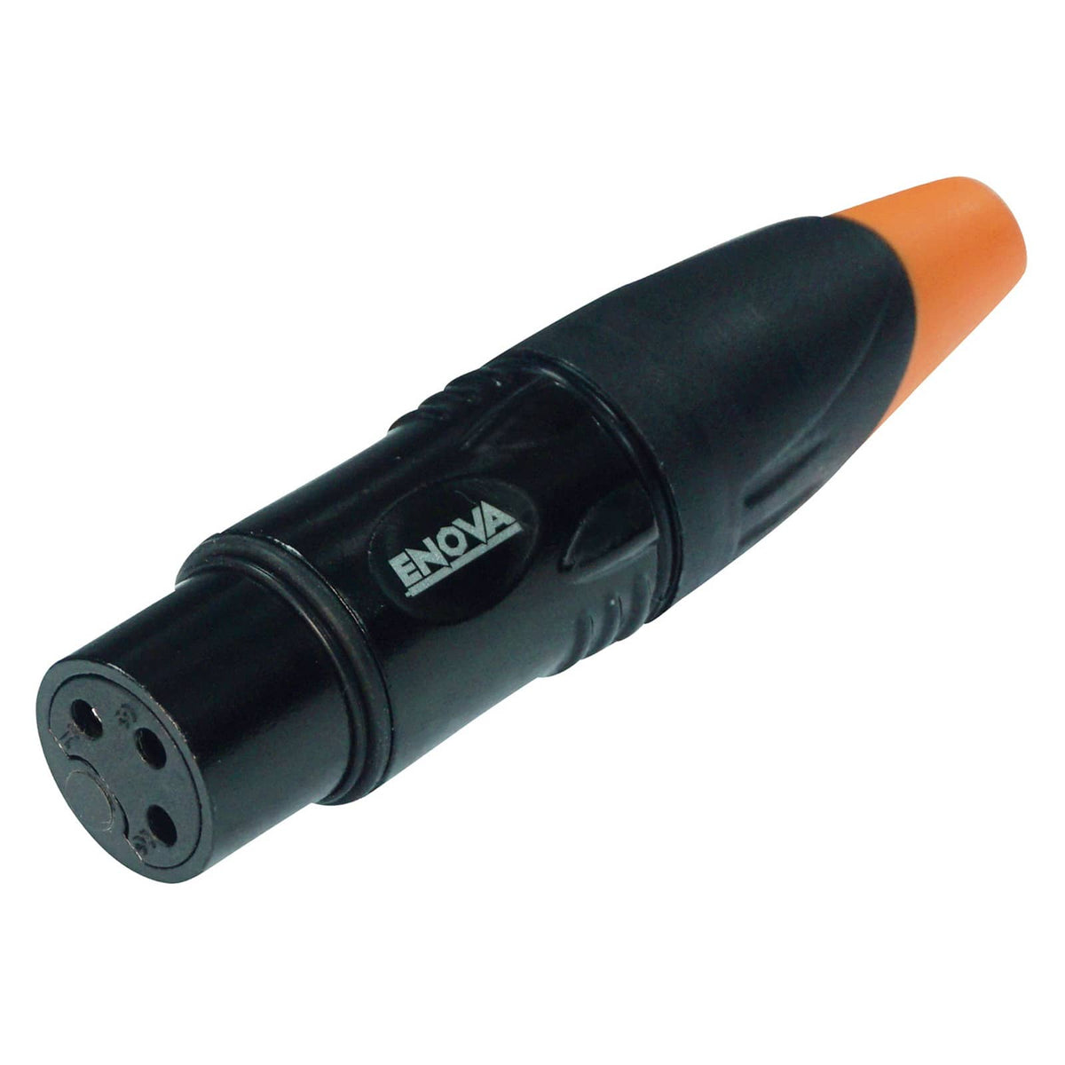 Enova XL23FB-W - XLR cable connector female 3-pin IP65 black housing and orange boot solder cups