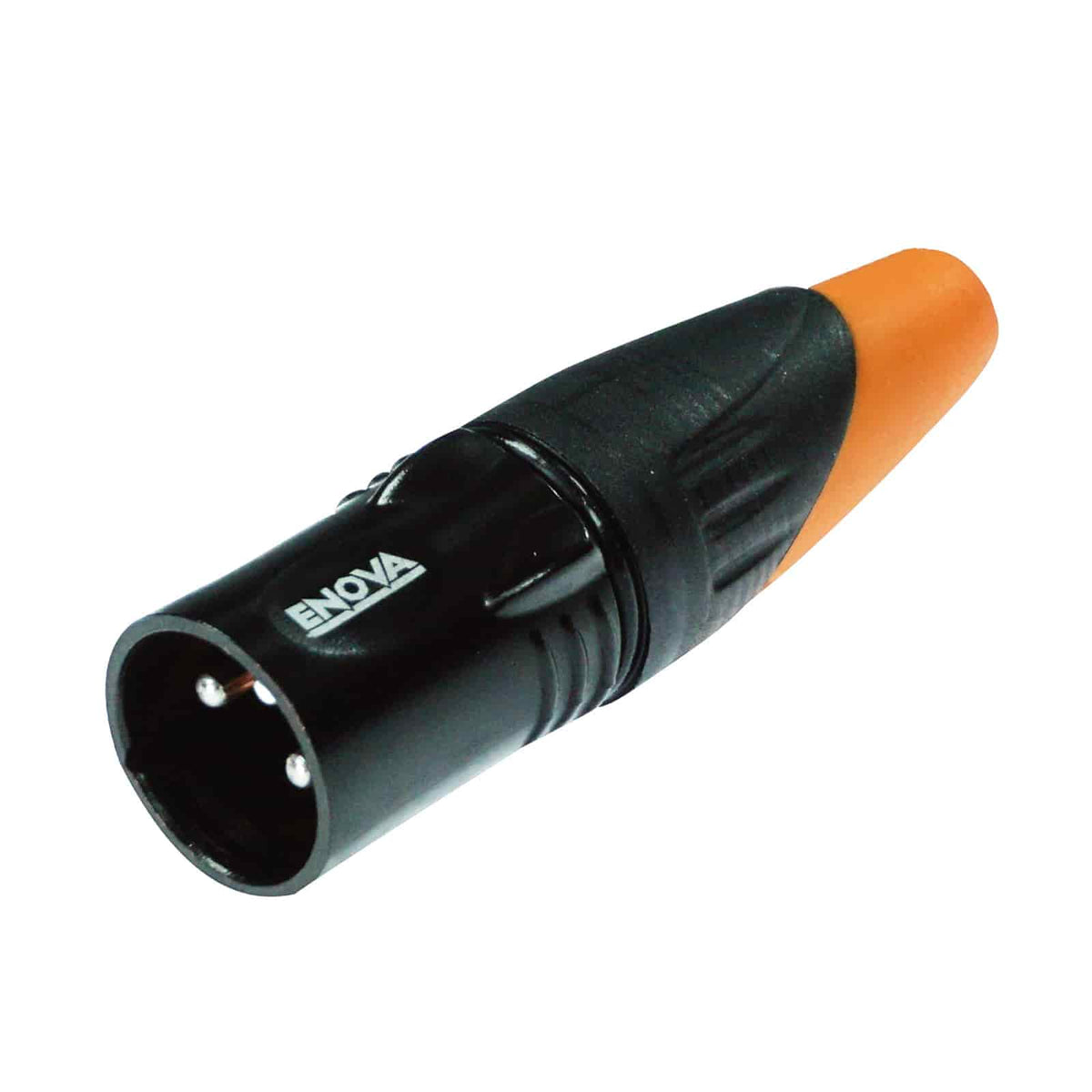 Enova XL23MB-W - XLR cable connector male 3-pin IP65 black metal housing and orange boot solder cups