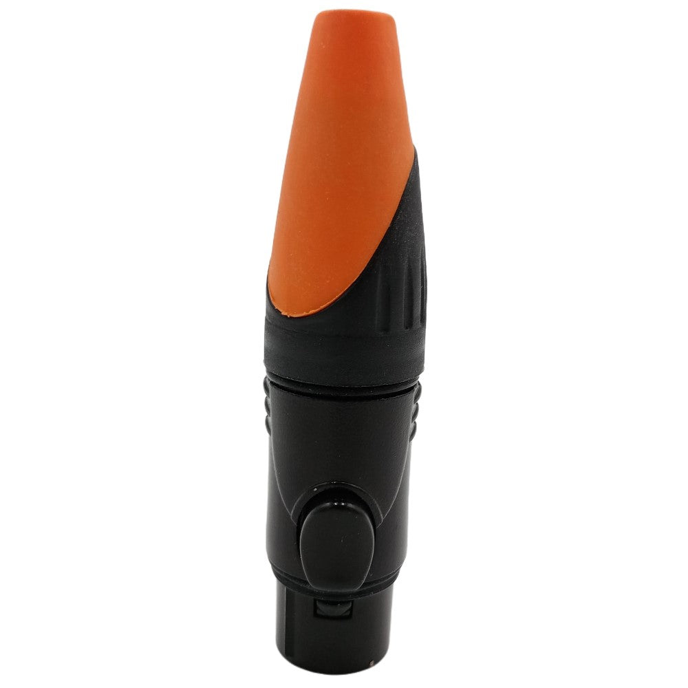 Enova XL25FB-W - XLR cable connector female 5-pin IP65 black metal housing and orange boot solder cups