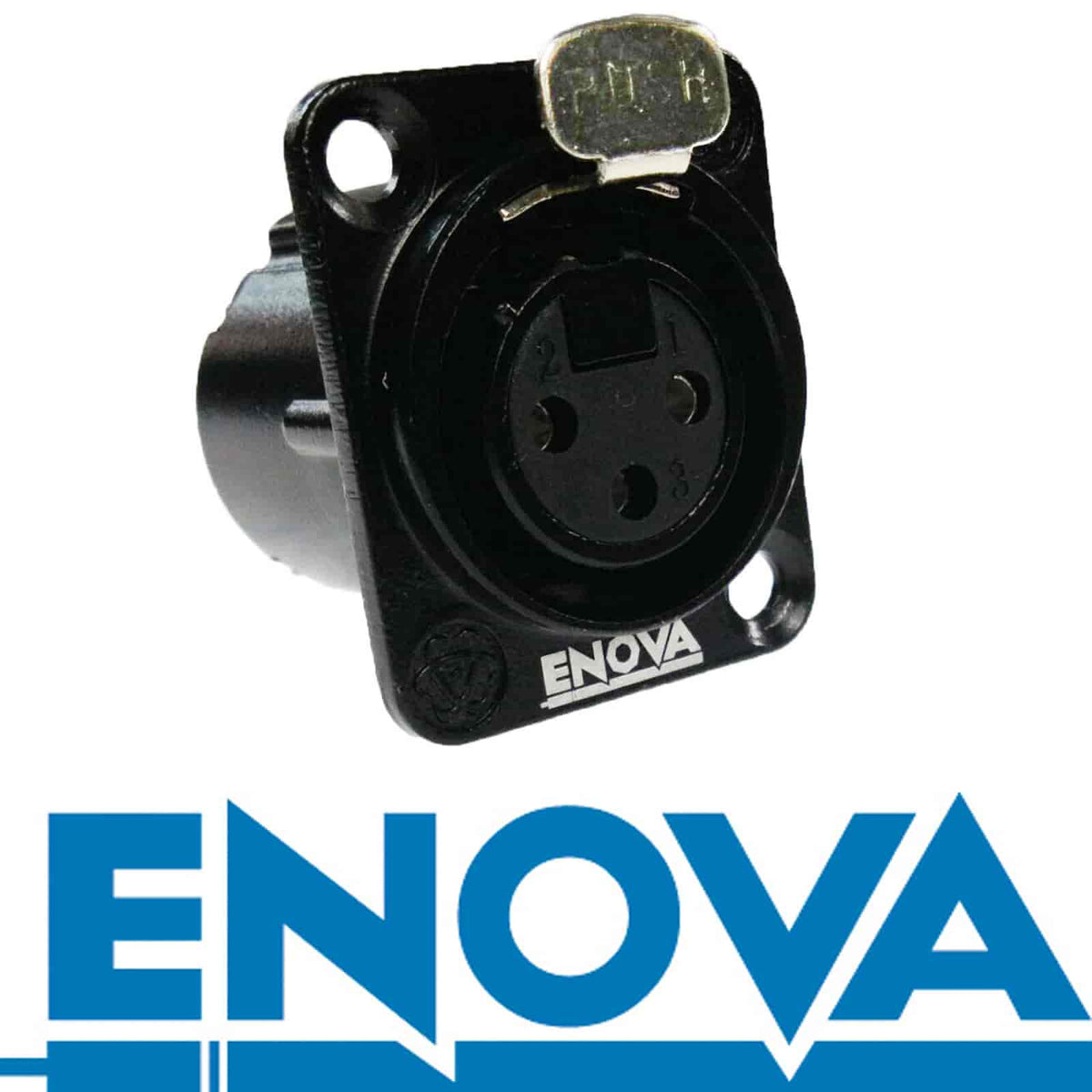 Enova XL13FB - XLR chassis connector female 3-pin black metal housing solder cups