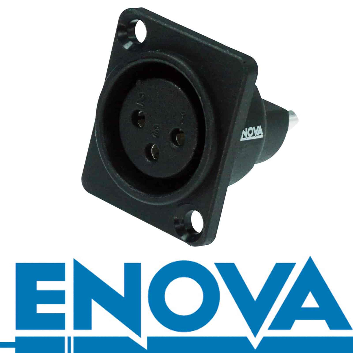 Enova XL13FB-W - XLR chassis connector female 3-pin IP65 black plastic housing solder cups