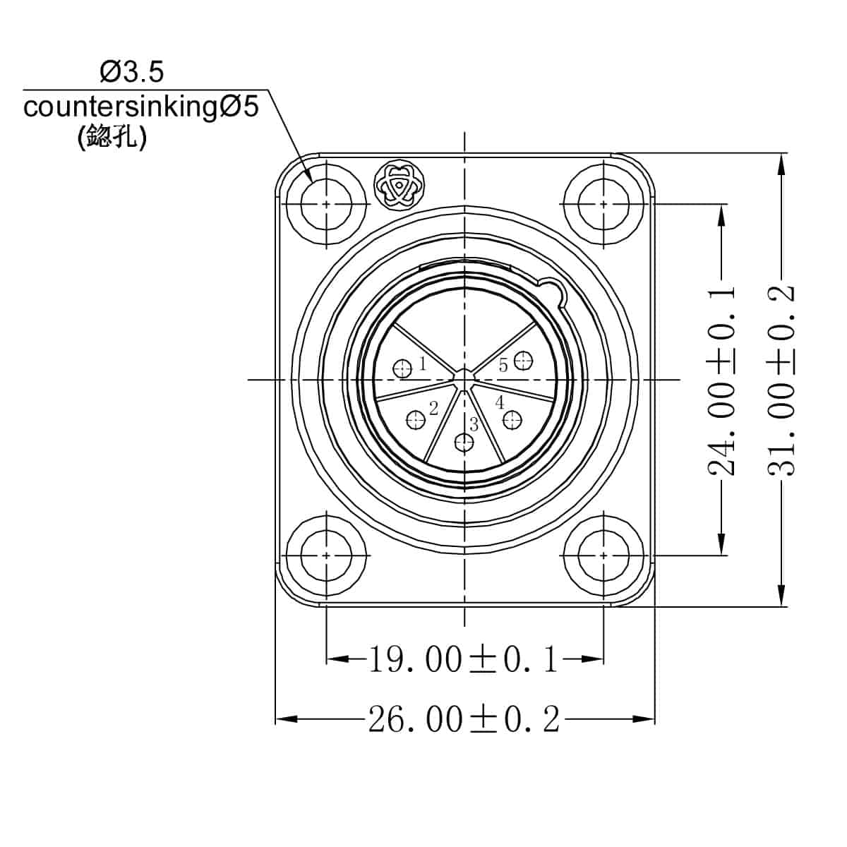 Enova XL15MB-W - XLR chassis connector male 5-pin IP65 black plastic housing solder cups