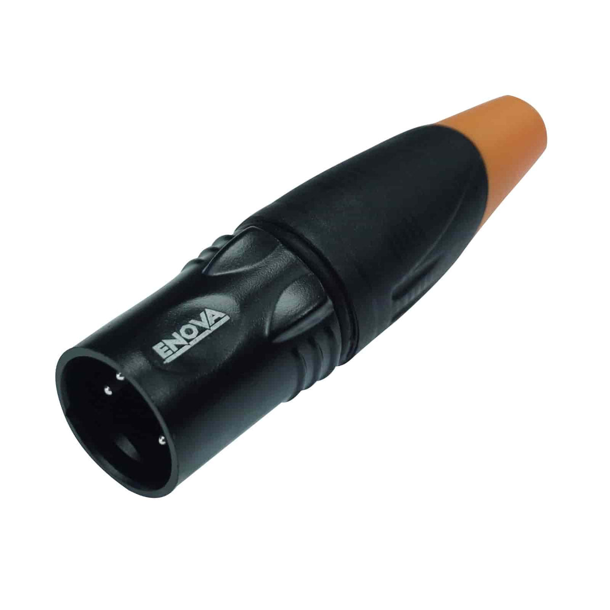 Enova XL25MB-W - XLR cable connector male 5-pin IP65 black metal housing and orange boot solder cups