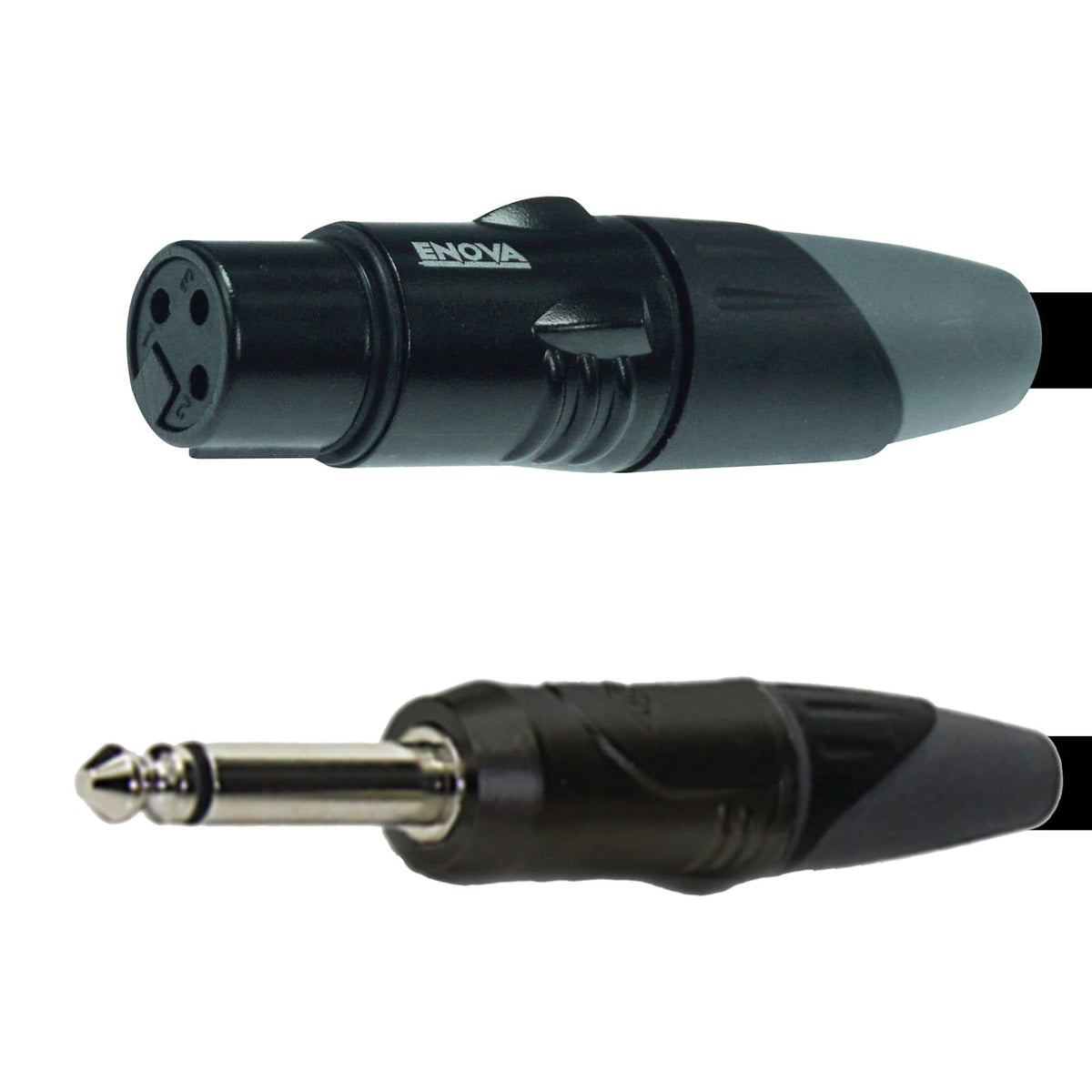 Enova EC-A1-XLFPLM2 - XLR female to 1/4" plug 2 pole microphone cable analogue & AES with velcro