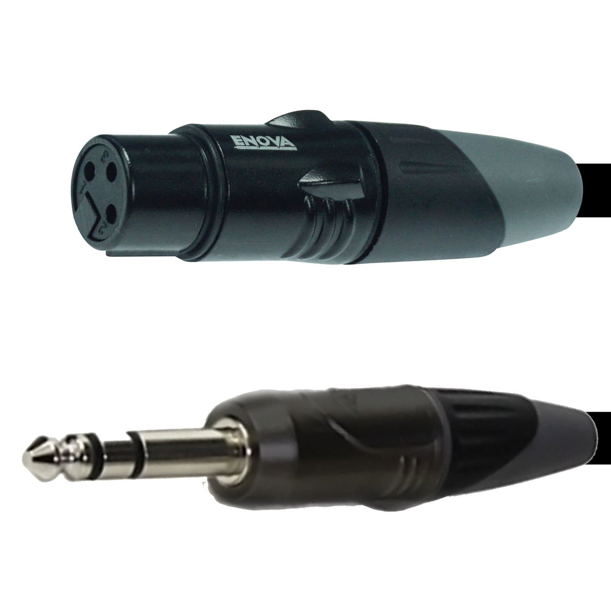 Enova EC-A1-XLFPLM3 - XLR female to 1/4" plug 3 pole microphone cable 3-pin analogue & AES with velcro