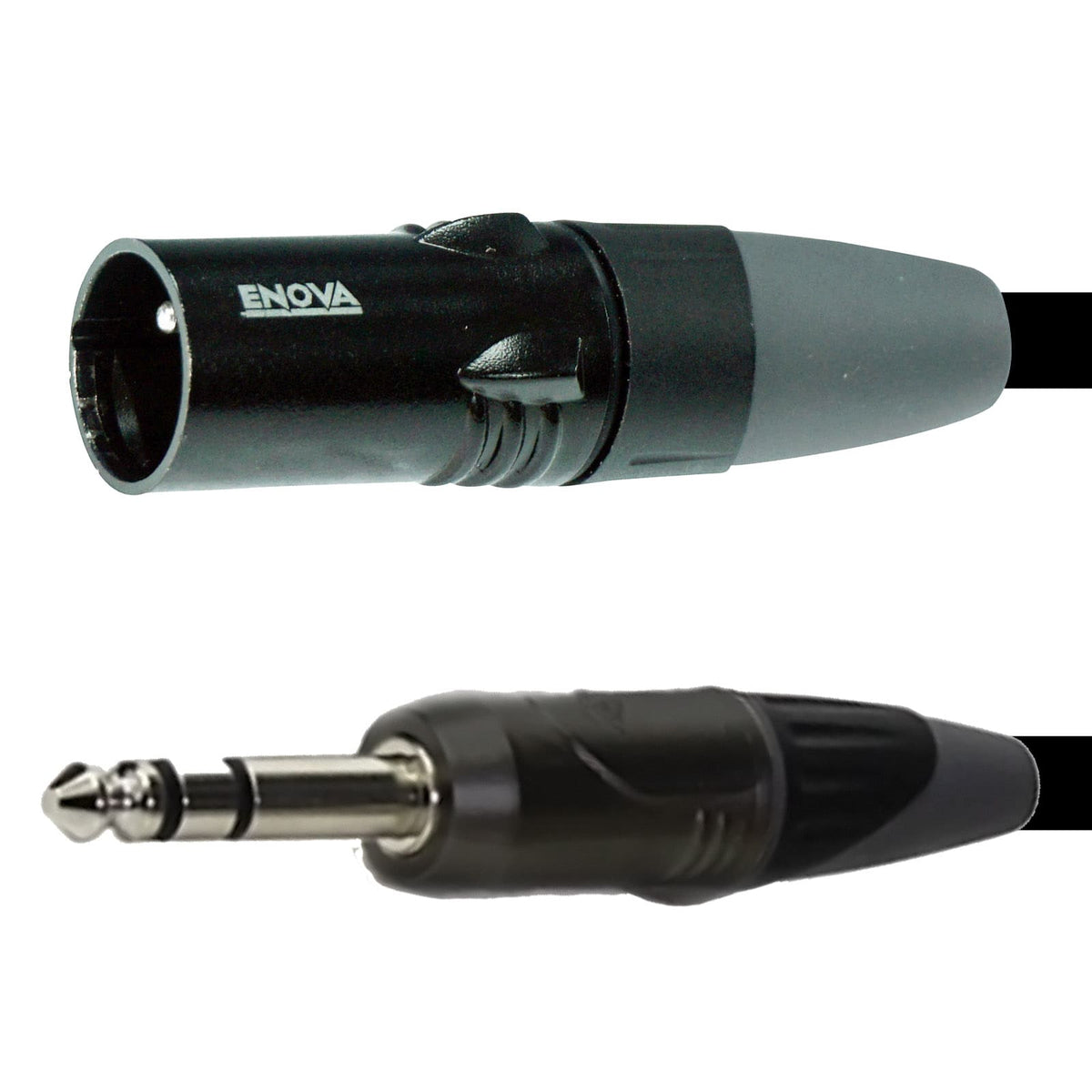 Enova EC-A1-XLMPLM3 - XLR male to 1/4" plug 3 pole microphone cable 3-pin analogue & AES with velcro