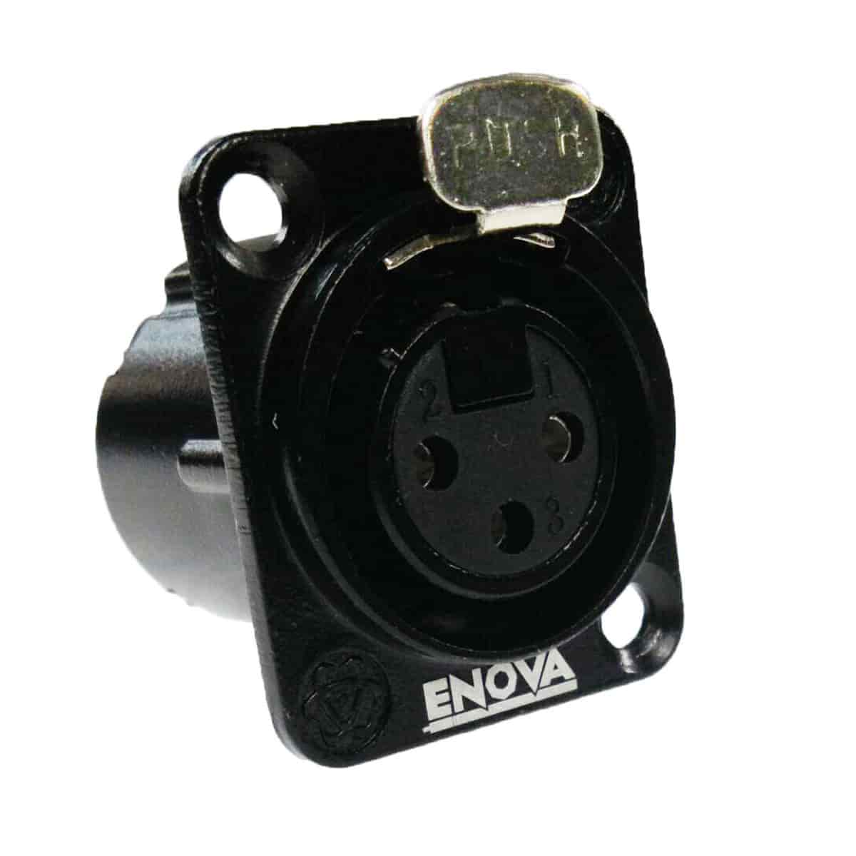 Enova XL13FB - XLR chassis connector female 3-pin black metal housing solder cups