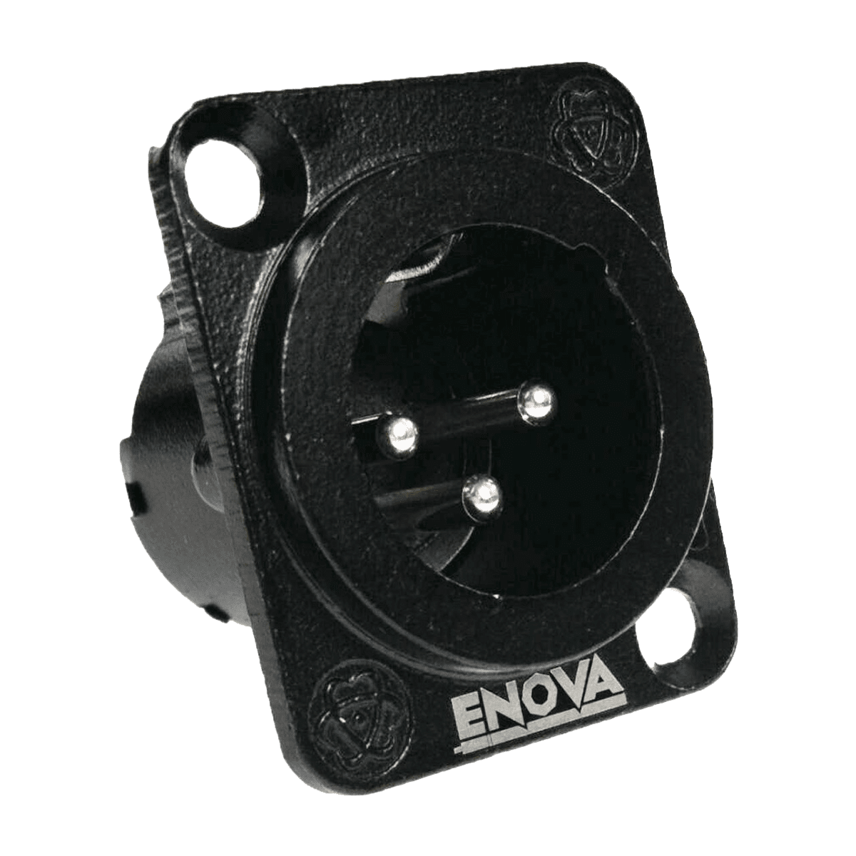 Enova XL13MB - XLR chassis connector male 3-pin black metal housing solder cups