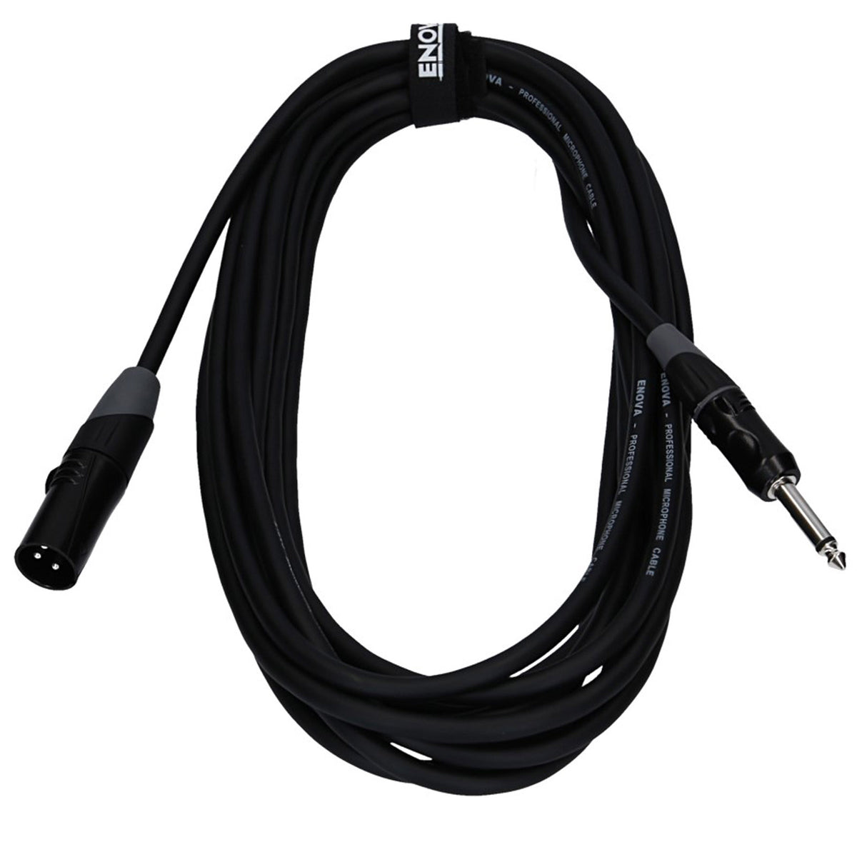 Enova EC-A1-XLMPLM2 - XLR male to 1/4" plug 2 pole microphone cable analogue & AES with velcro