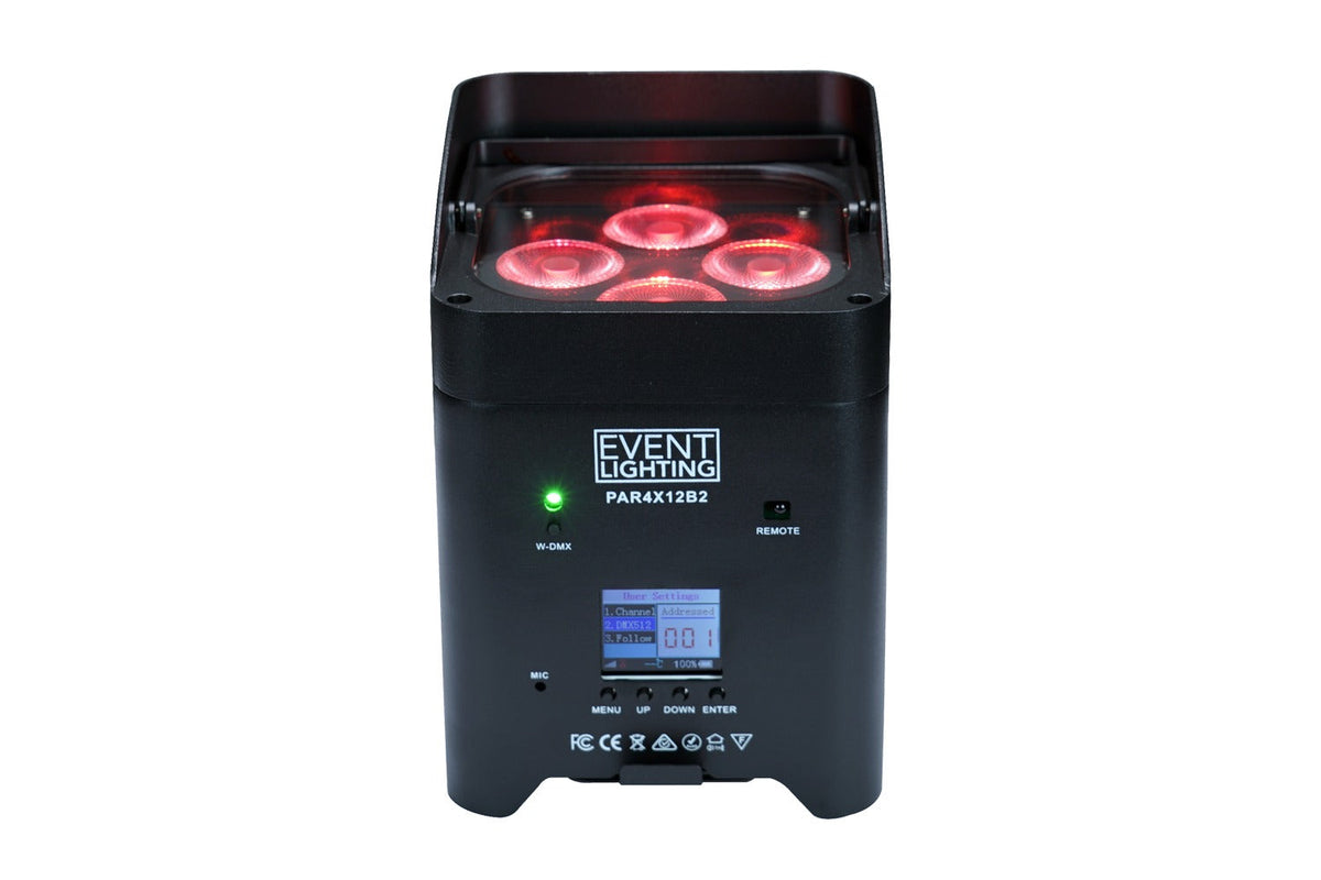 PAR4X12B2 - Indoor Battery Uplight Pro Par w/4 x 12W RGBWAUV LEDs