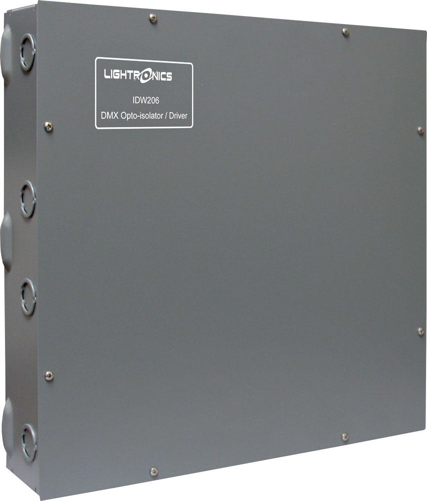 Lightronics IDW206 Wall Mount DMX Opto-Isolator, 2 Universes In / 6 Dual Out, UL