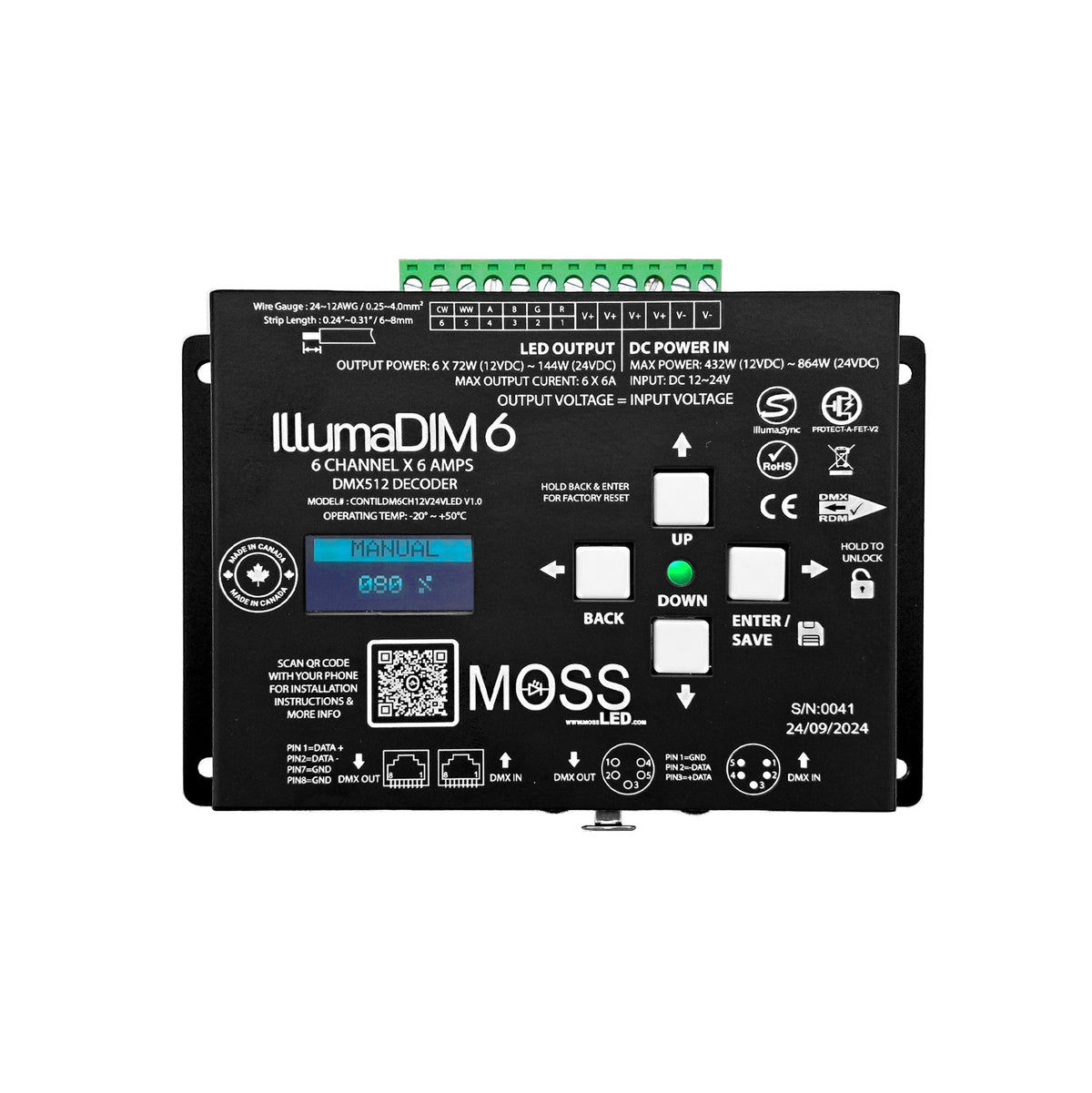 IllumaDIM 6 - 6-Channel DMX Dimmer Constant Voltage