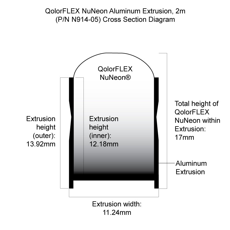 N914-05 - NuNeon Aluminum Extrusion, 2m