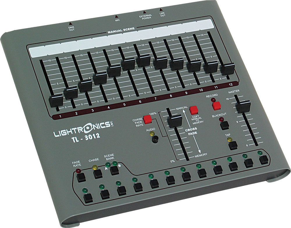 Lightronics TL3012 12-Ch Console, 24 Scenes, 12 Chases, Microphone, DMX