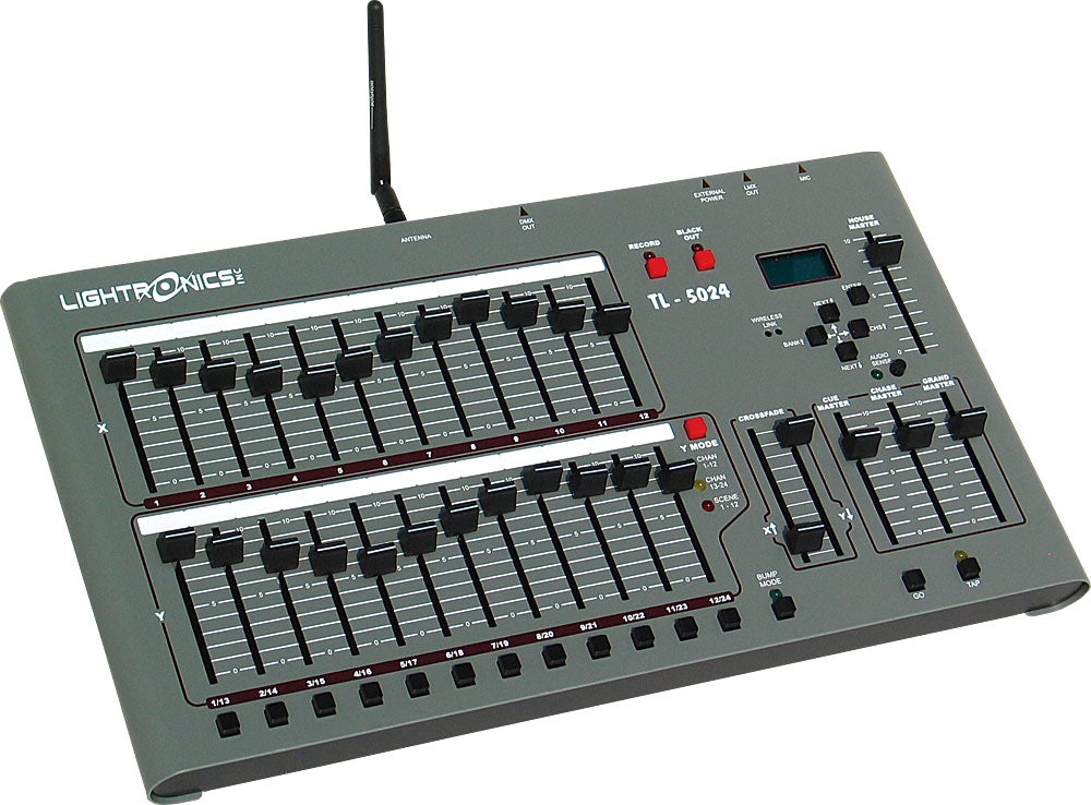 Lightronics TL5024 24-Ch Console, 192 Scenes, 12 Chases, LCD, DMX