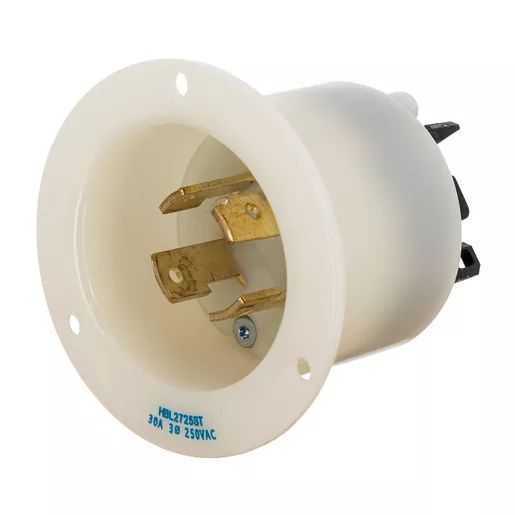 HBL2725ST - Hubbell Twist-Lock Flanged Inlet, 30A 3-Phase 250V, L15-30P, Spring Terminal